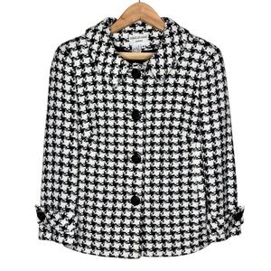 Charles Gray London Houndstooth Jacket M Black White Classic Preppy 90s England